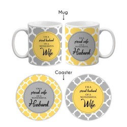 Proud Wonderful Husband Wife Couple Mugs with Coaster